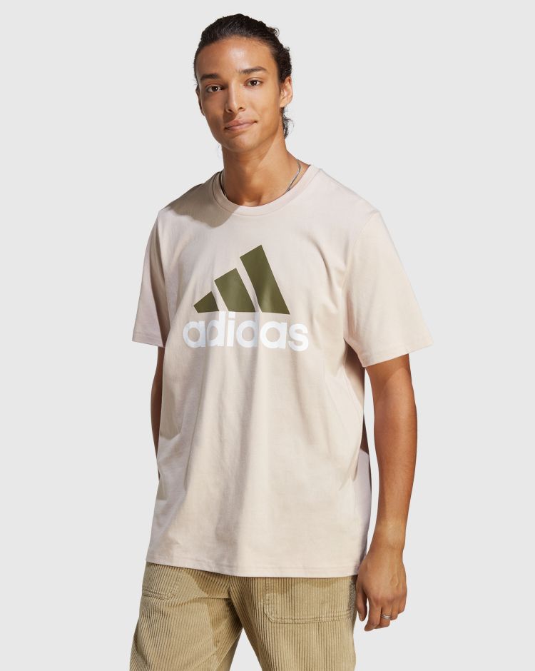 Adidas T-shirt Essentials Single Jersey Big Logo Marrone Uomo