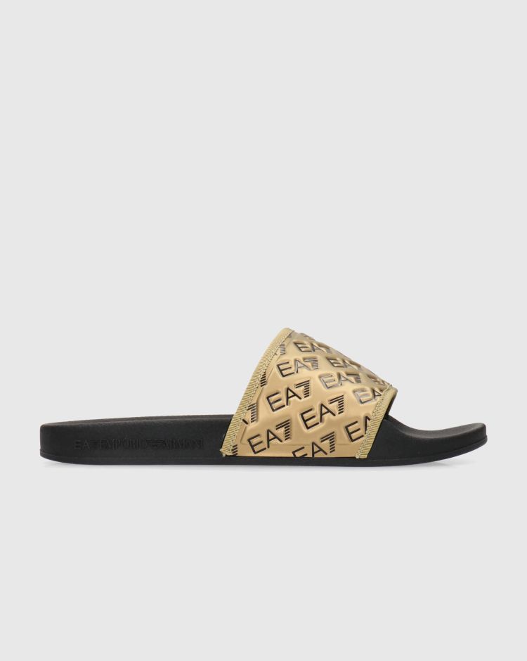Emporio Armani EA7 Ciabatte All Over Nero Gold Uomo