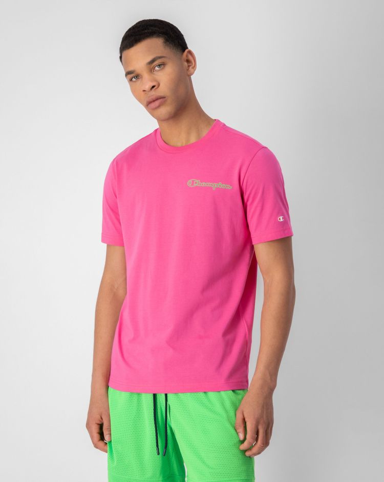 Champion T-shirt In Cotone Con Logo Fluo Viola Uomo