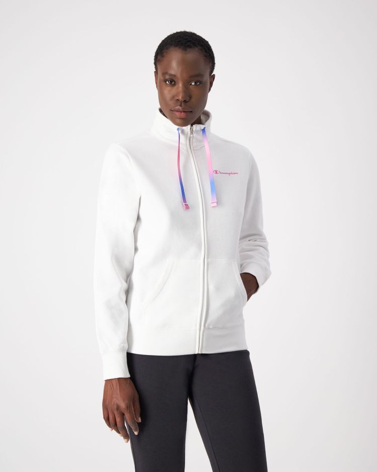 Champion Tuta Con Zip Ultraleggera Con Interno Felpato Bianco Donna