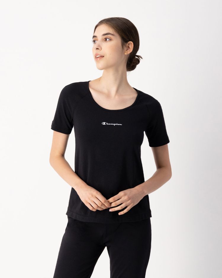 Champion Crewneck T-Shirt C-Sport Nero Donna