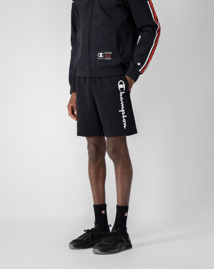 Champion Shorts In Powerblend Leggero Con C Logo Nero Uomo