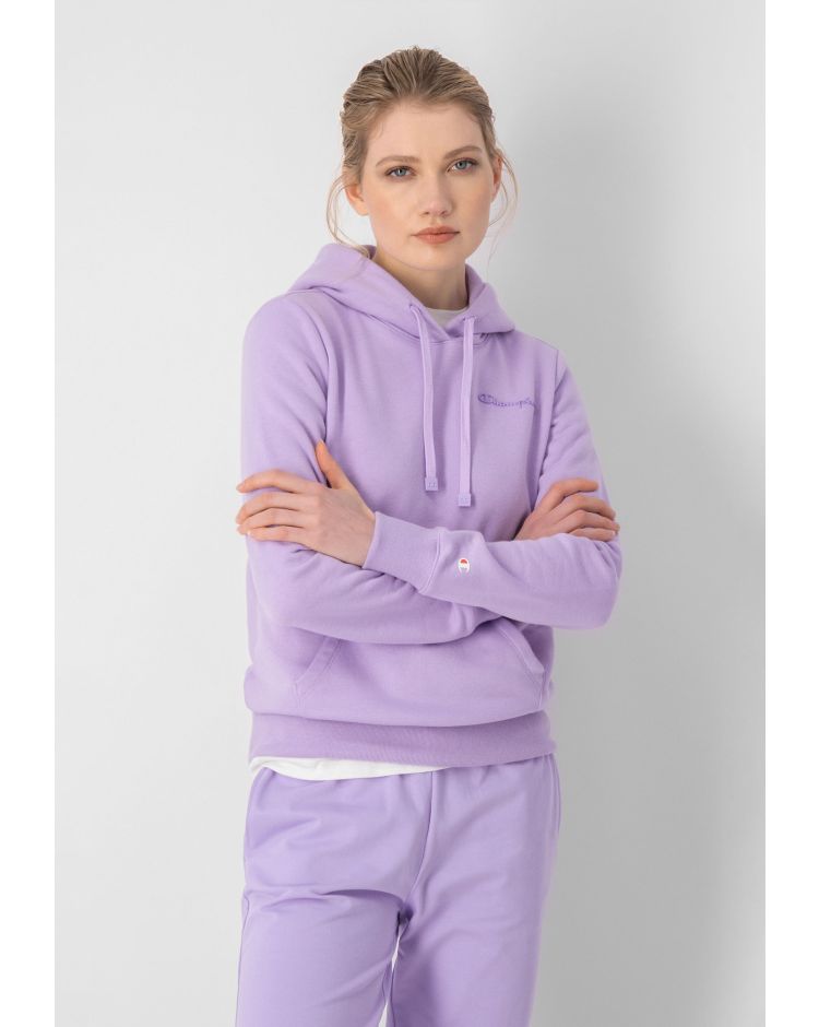 Champion Felpa Con Cappuccio E Logo Piccolo in Terry Viola Donna