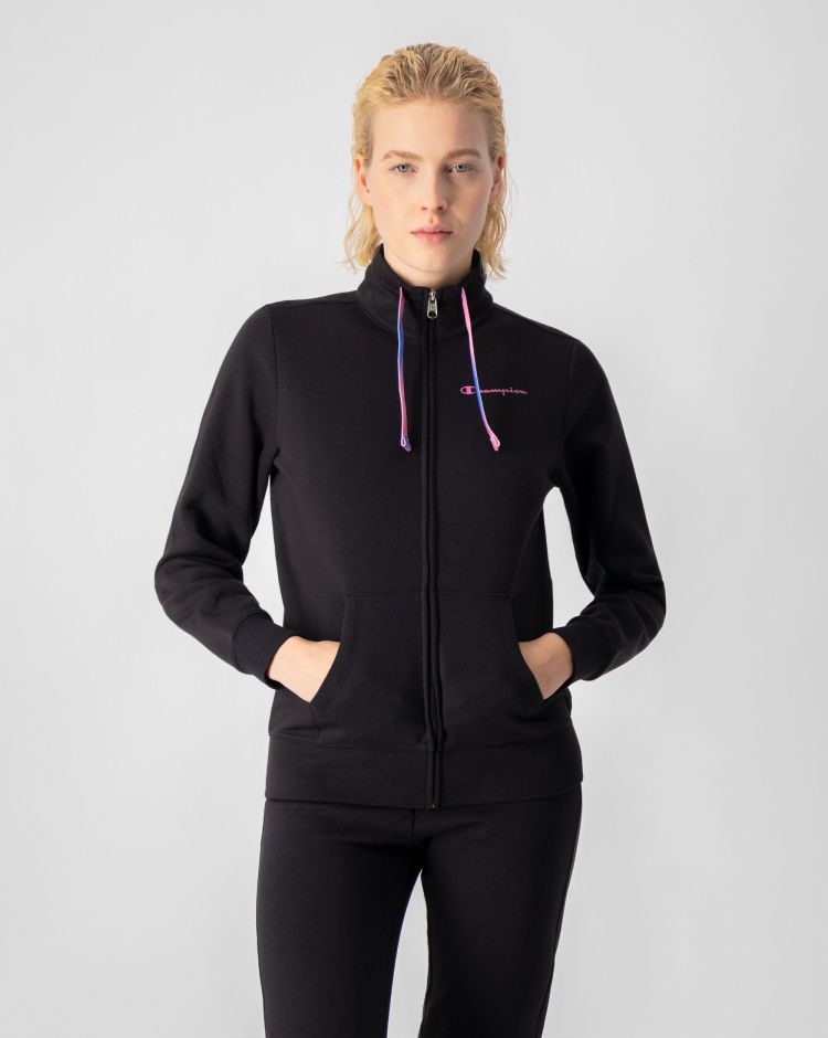 Champion Tuta Con Zip Ultraleggera Con Interno Felpato Nero Donna