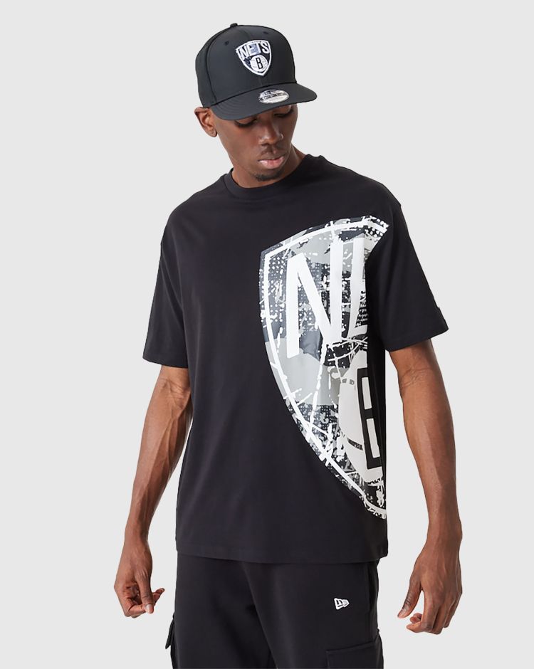 New Era T-shirt Brooklyn Nets Large Team Logo Nero Uomo