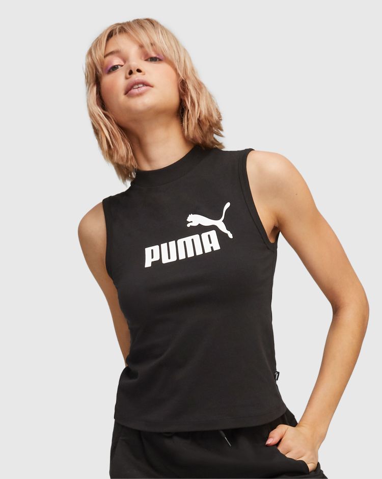 Puma Canotta Essential Slim Logo Nero Donna