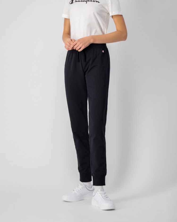 Champion Pantaloni Con Polsino A Coste Nero Donna