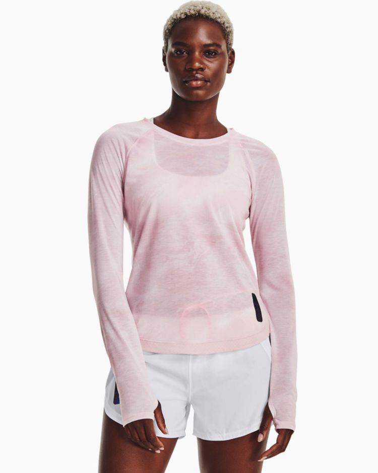 Under Armour T-Shirt Manica Lunga Run Anywhere Streaker Rosa Donna