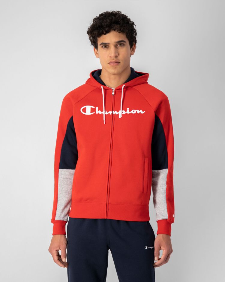 Champion Tuta con Felpa Cappuccio Full Zip Rosso Uomo