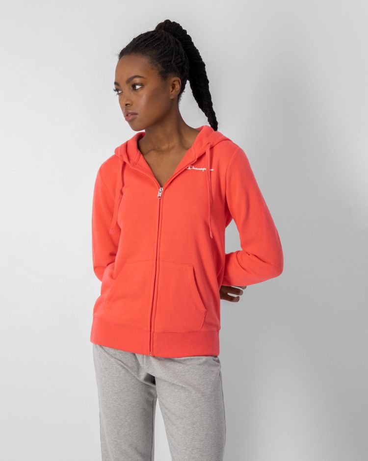 Champion Felpa Con Cappuccio in Terry Full-Zip E Logo
 Rosso Donna