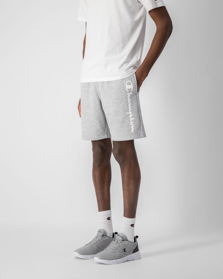 Champion Shorts In Powerblend Leggero Con C Logo Grigio Uomo