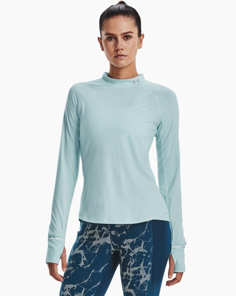 Under Armour T-Shirt Manica Lunga Outrun The Cold Blu Donna