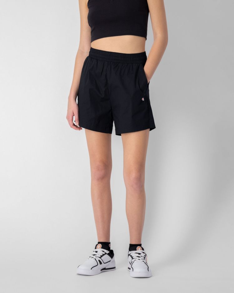 Champion Shorts In Cotone Elasticizzato Con C Logo  Nero Donna