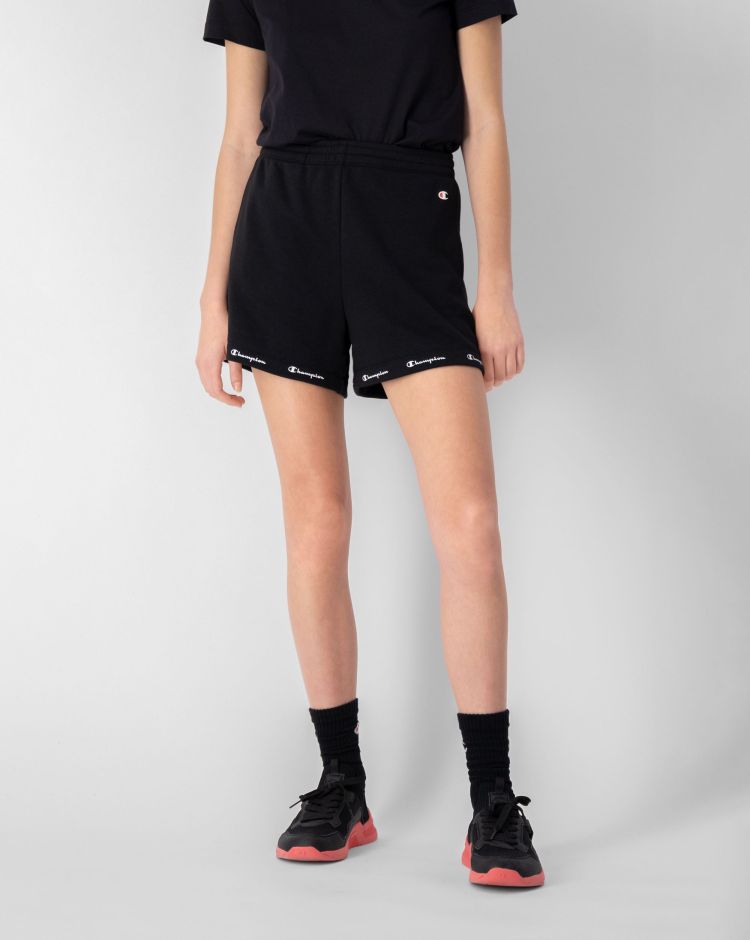 Champion Shorts A Vita Alta In Felpa Leggera Nero Donna