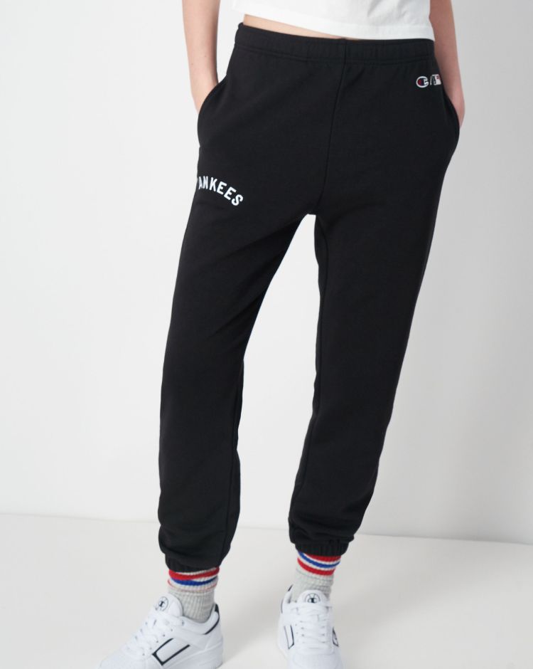 Champion Pantaloni Con Interno Felpato Pesante MLB Nero Donna