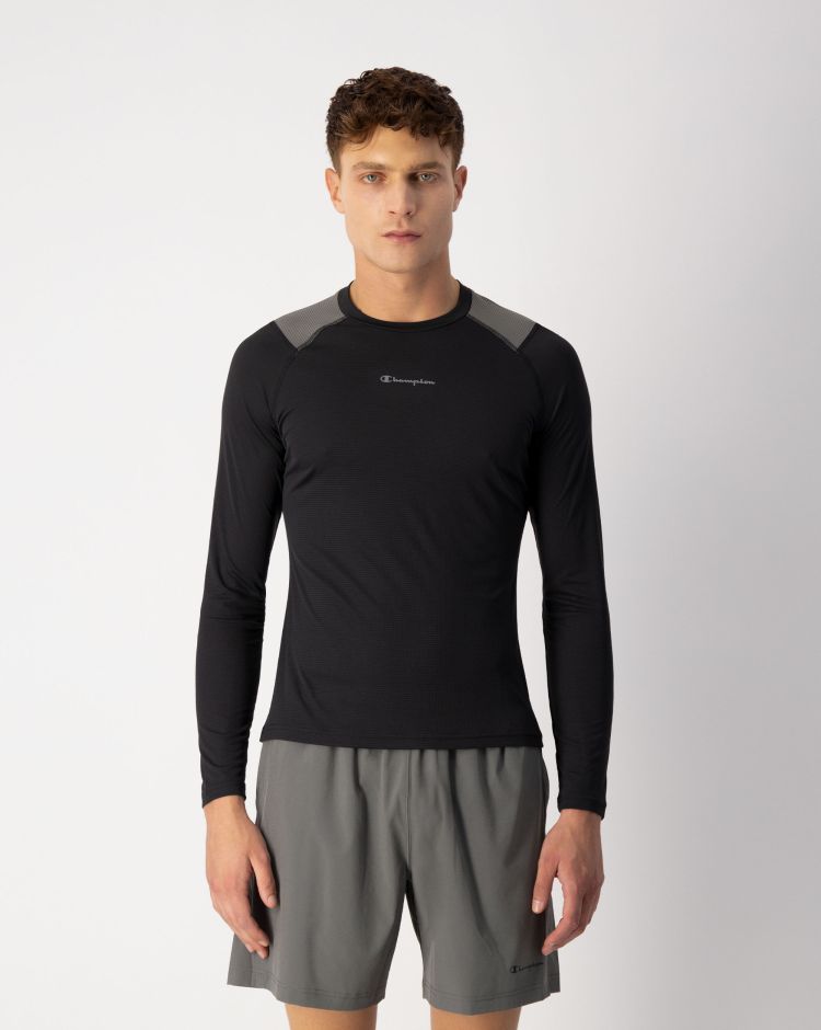Champion T-Shirt Manica Lunga Girocollo Nero Uomo