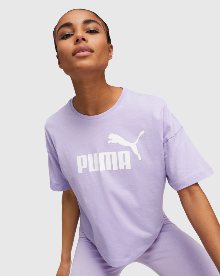 Puma T-shirt corta con logo Essentials Viola Donna