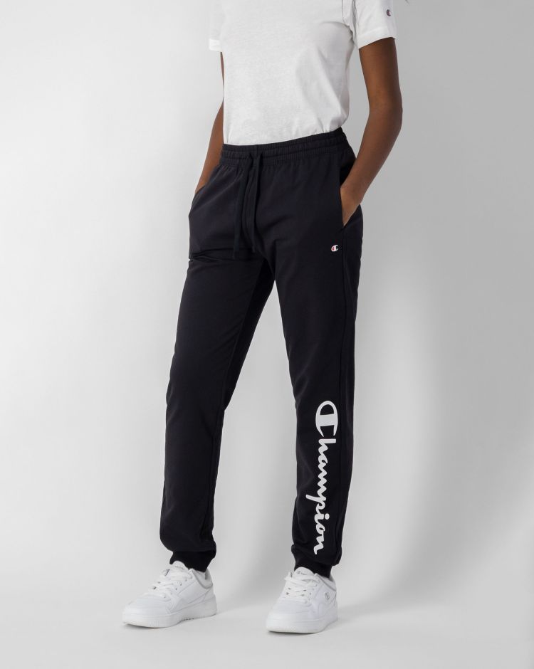 Champion Pantaloni Con Polsino A Coste Nero Donna