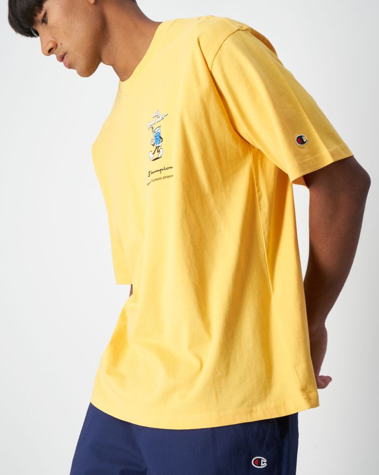Champion T-Shirt In Cotone Con Stampa Grafica  Arancio Uomo