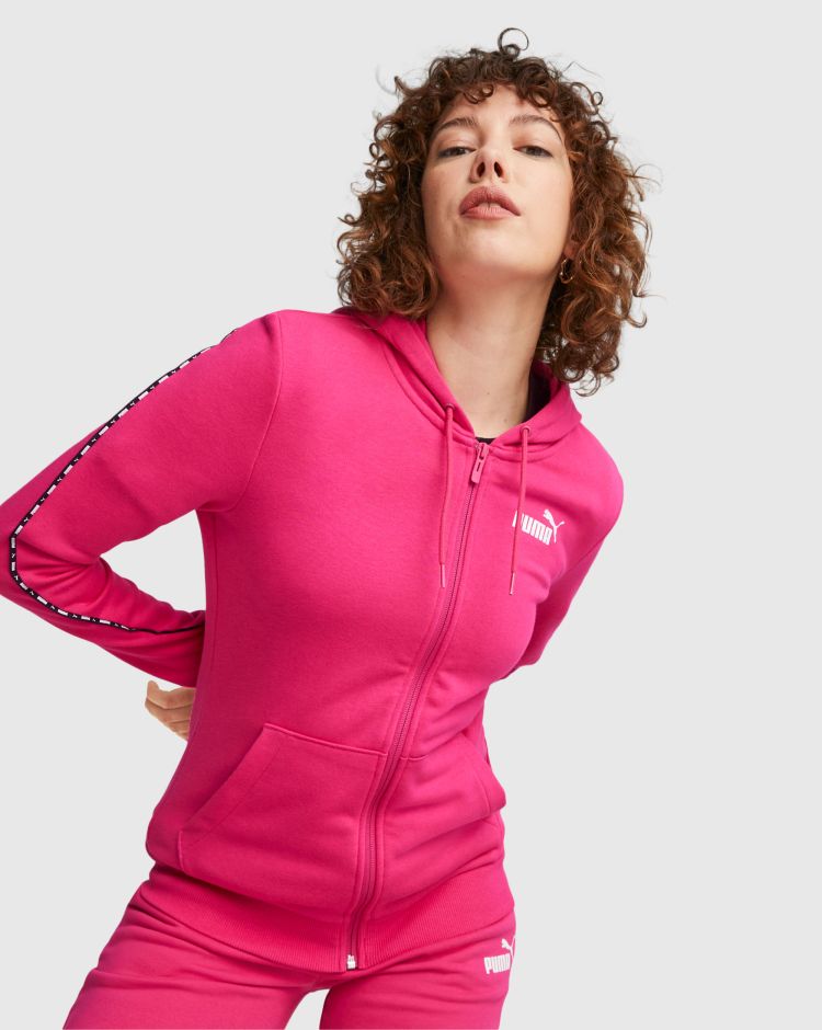 Puma Felpa con zip integrale e cappuccio PUMA POWER Rosa Donna
