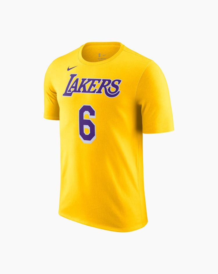 Nike NBA T-Shirt Los Angeles Lakers James Giallo Uomo
