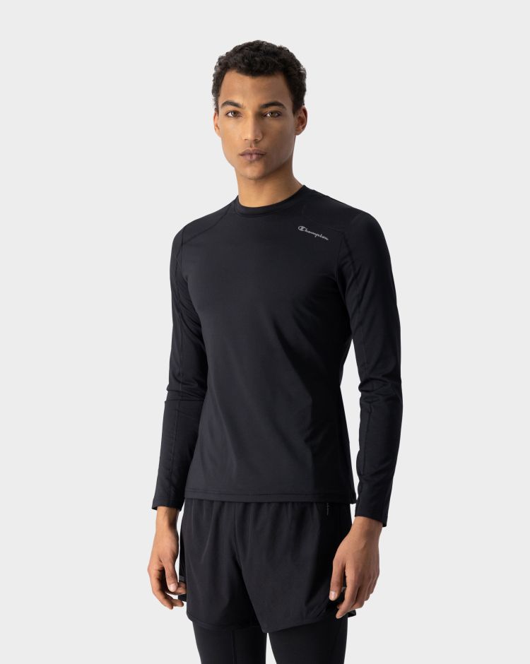 Champion T-Shirt Manica Lunga Girocollo Nero Uomo