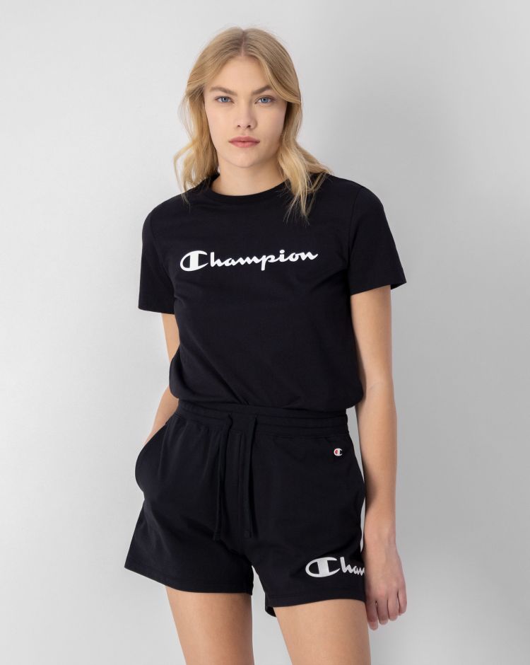 Champion T-Shirt Girocollo AC Nero Donna