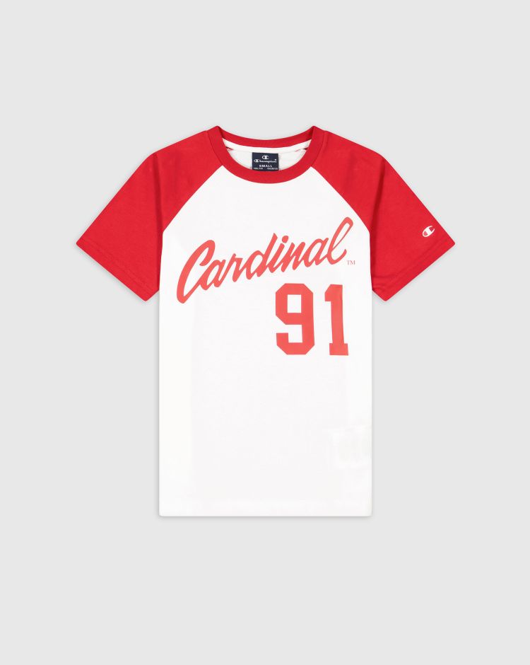Champion T-shirt In Cotone Con Stampa College Bianco Bambino