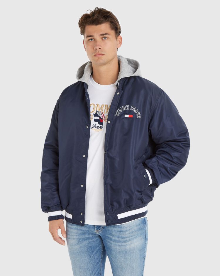 Tommy Hilfiger Giacca Bomber Graphic Satin Blu Uomo