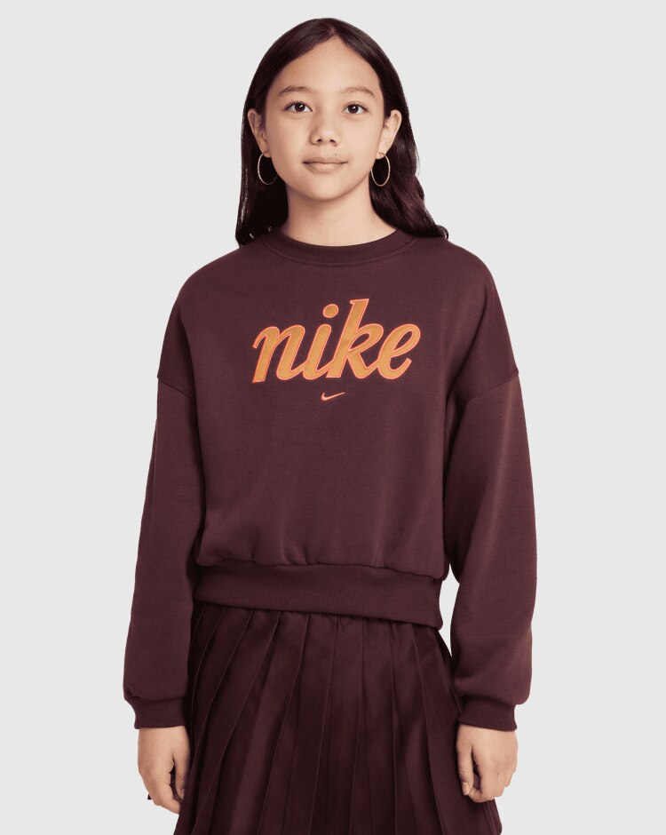 Felpa dal fit squadrato in fleece Rosso Bambina