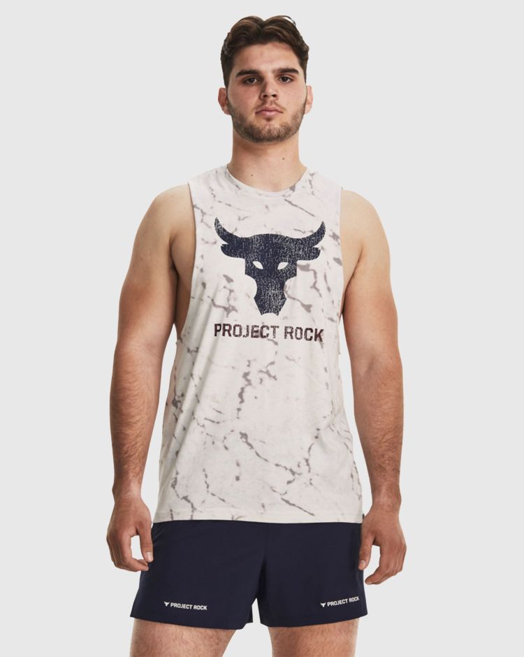Under Armour Canottiera Project Rock Brahma Bull Bianco Uomo