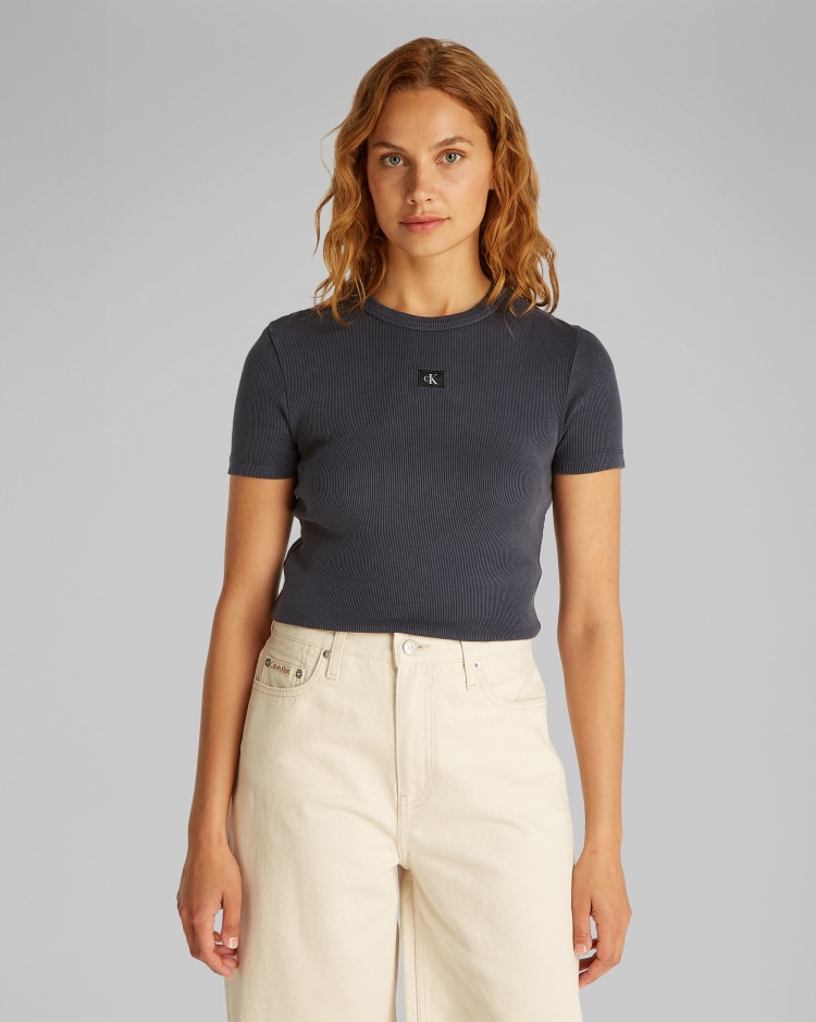 T-Shirt in Woven effetto lavato Grigio Donna