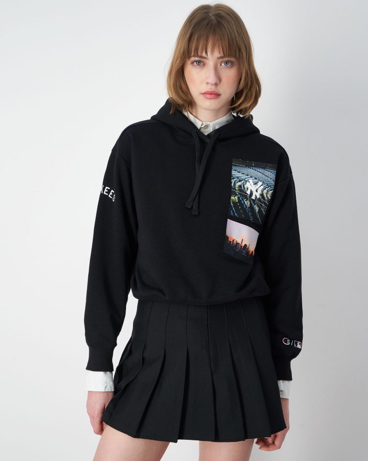 Champion Felpa Con Cappuccio Pesante MLB  Nero Donna