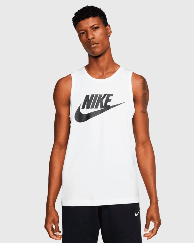 Nike Canotta Big Logo Icon Futura Bianco Uomo