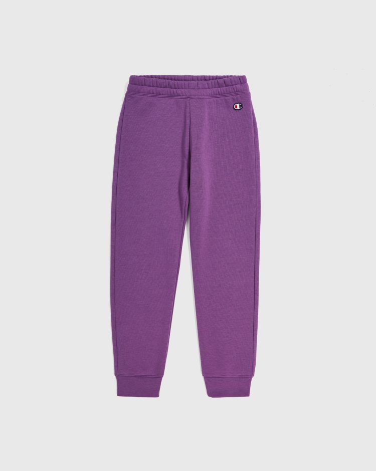 Champion Pantalone Con Polsino a Costine e C-Logo Viola Bambina