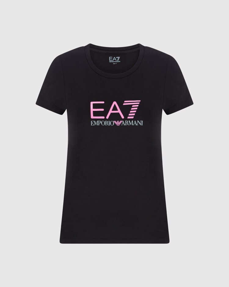 Emporio Armani EA7 T-Shirt Big Logo Shiny Nero Donna