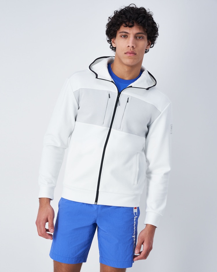 Champion Felpa Con Cappuccio Full Zip Bianco Uomo