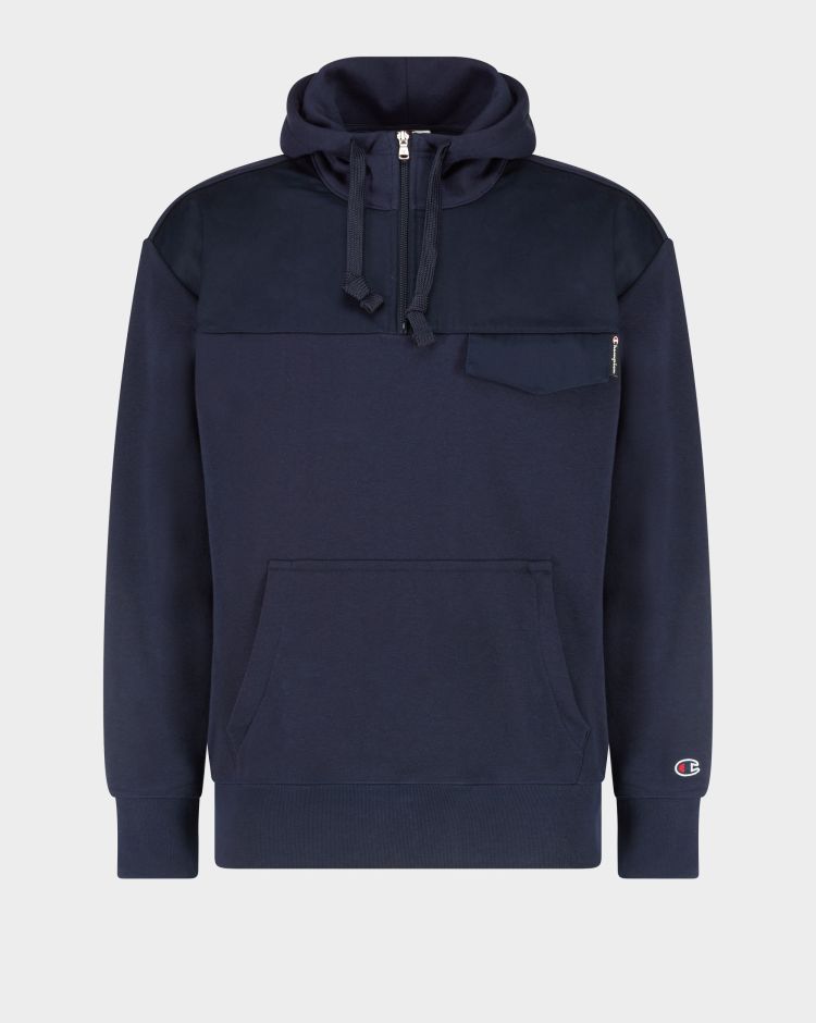 Champion Felpa Half Zip Con Cappuccio Blu Uomo