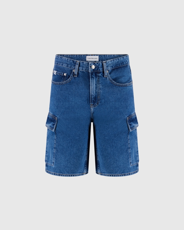 Calvin Klein Pantaloncini Cargo Di Jeans Vestibilità Ampia '90 Blu Uomo