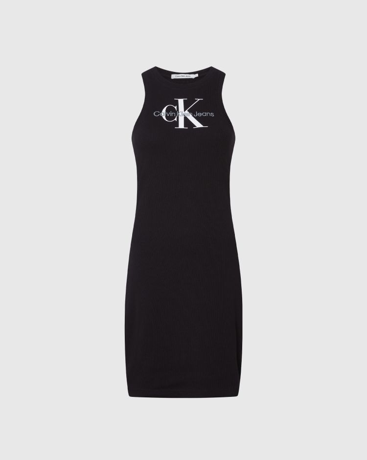 Calvin Klein Abito Archival Monologo Rib Nero Donna