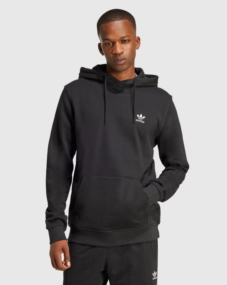 Felpa Con Cappuccio Essentials French Terry Nero Uomo