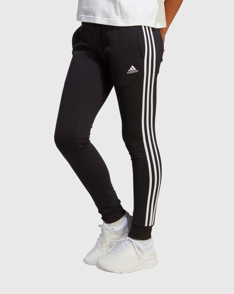 Adidas Pantaloni Essentials 3-Stripes French Terry Cuffed Nero Donna
