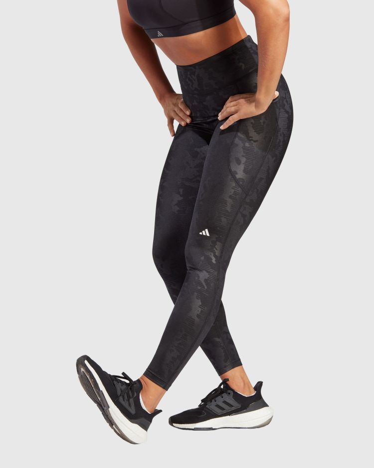 Adidas Leggings 7/8 DailyRun Embossed Camo Nero Donna