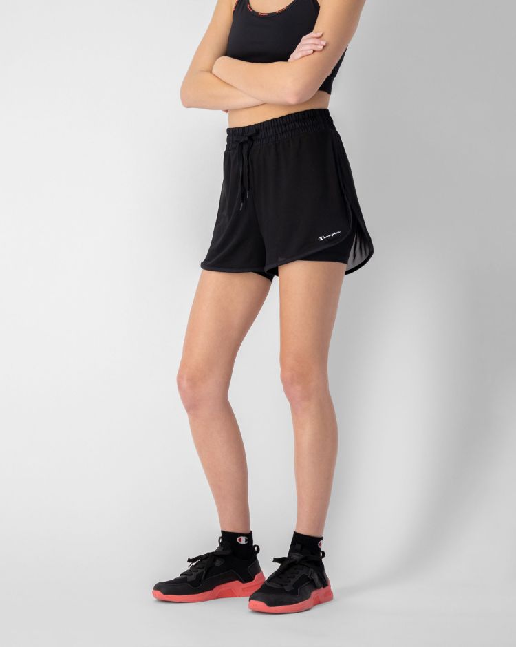 Champion Pantaloncini Tech A Doppio Strato Nero Donna
