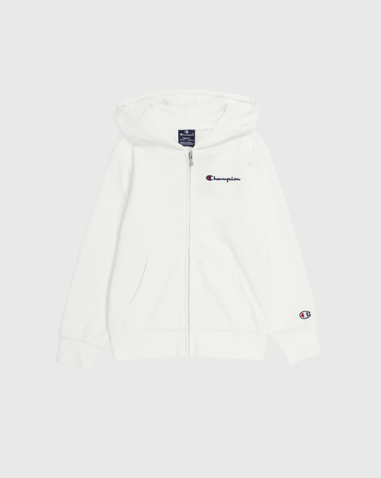 Champion Felpa Con Cappuccio Full Zip Mini Logo Bianco Bambino