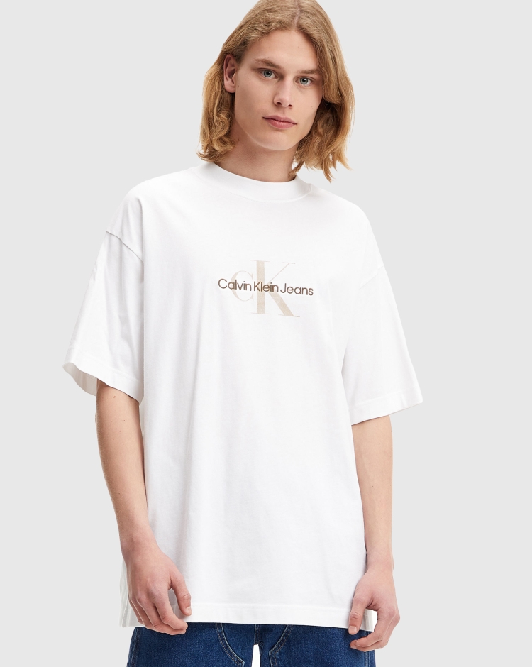 Calvin Klein T-Shirt Archival Monologo Oversized Bianco Uomo