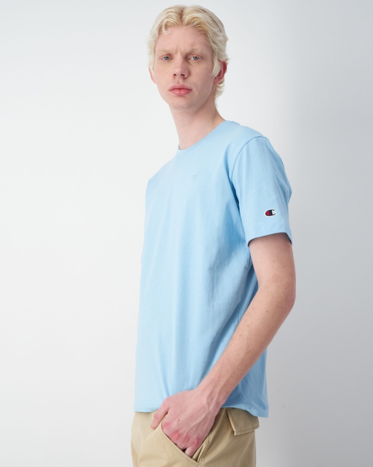 Champion T-shirt In Cotone Ricamata Blu Uomo