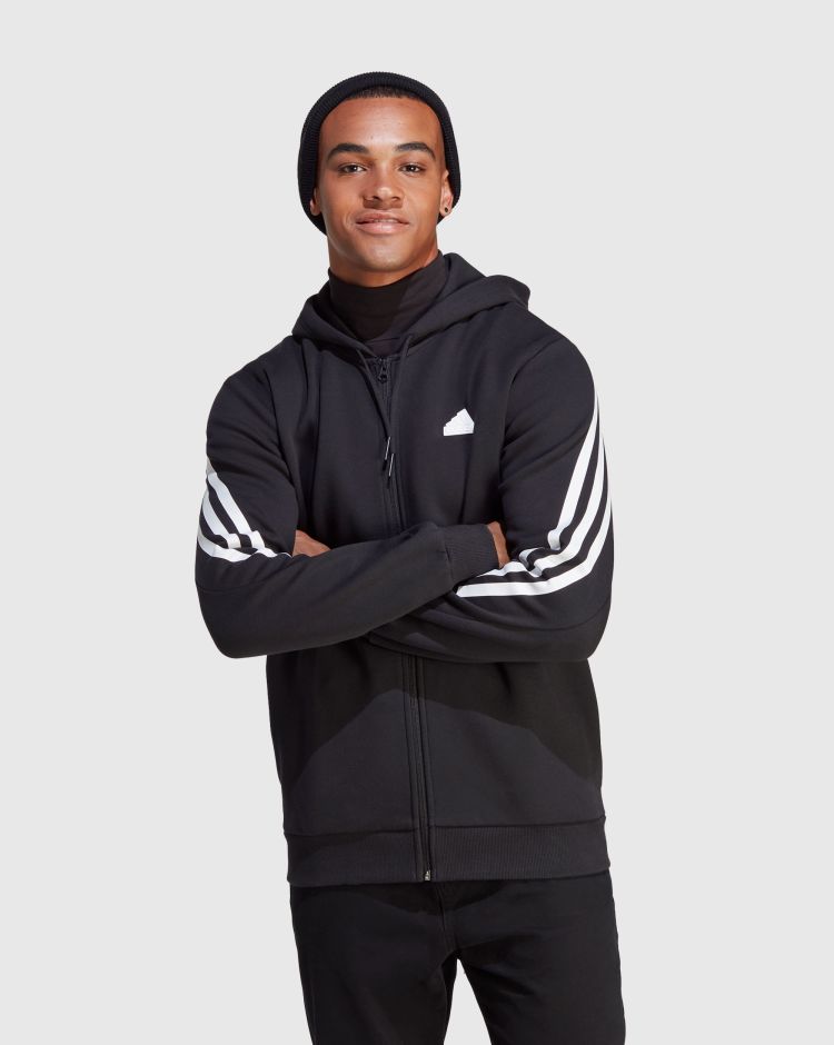 Adidas Felpa con cappuccio Future Icons 3-Stripes Full-Zip Nero Uomo