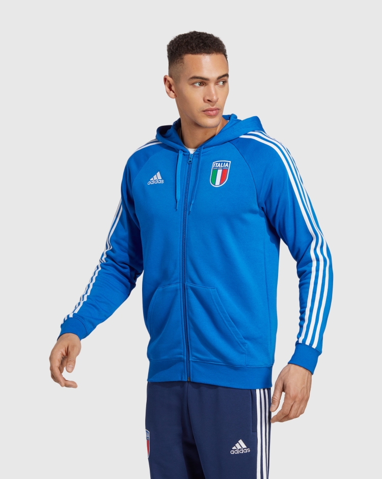 Adidas Italia Felpa con cappuccio Full-Zip Blu Uomo