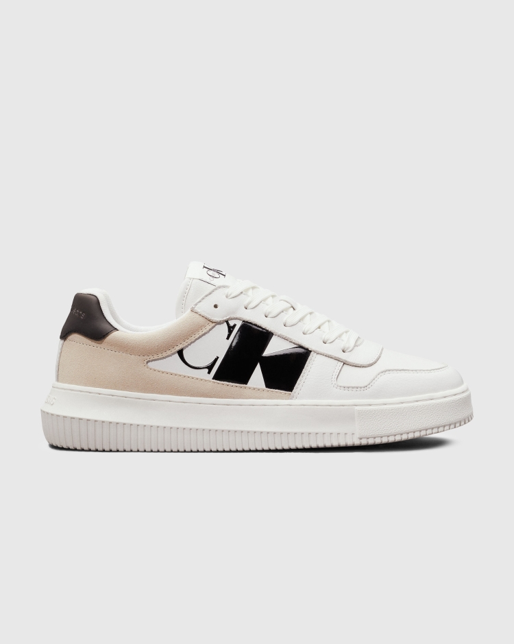 Sneaker in Pelle Con Logo Bianco Uomo